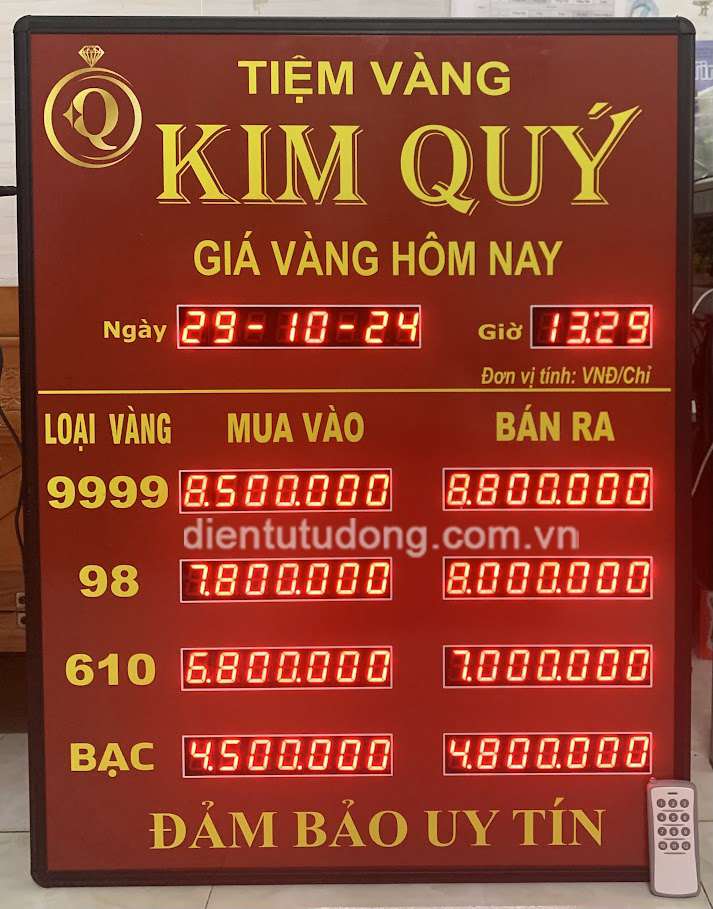 bảng giá tiệm vàng