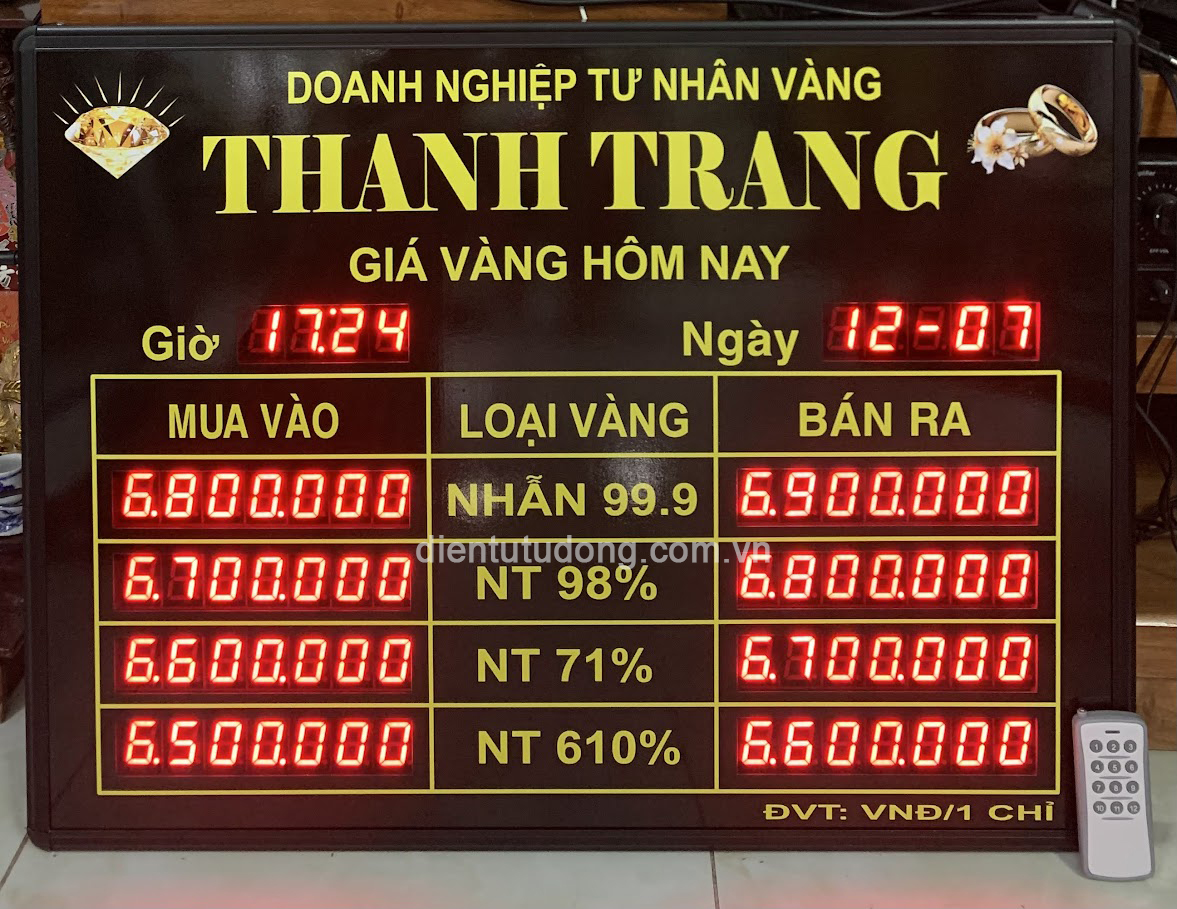 bảng led tỷ giá vàng điện tử hôm nay