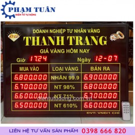 BẢNG LED TỶ GIÁ VÀNG ĐIỆN TỬ HÔM NAY 800MM X 600MM