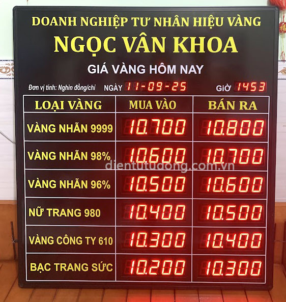Bảng giá vàng điện tử 1000 x 1100mm