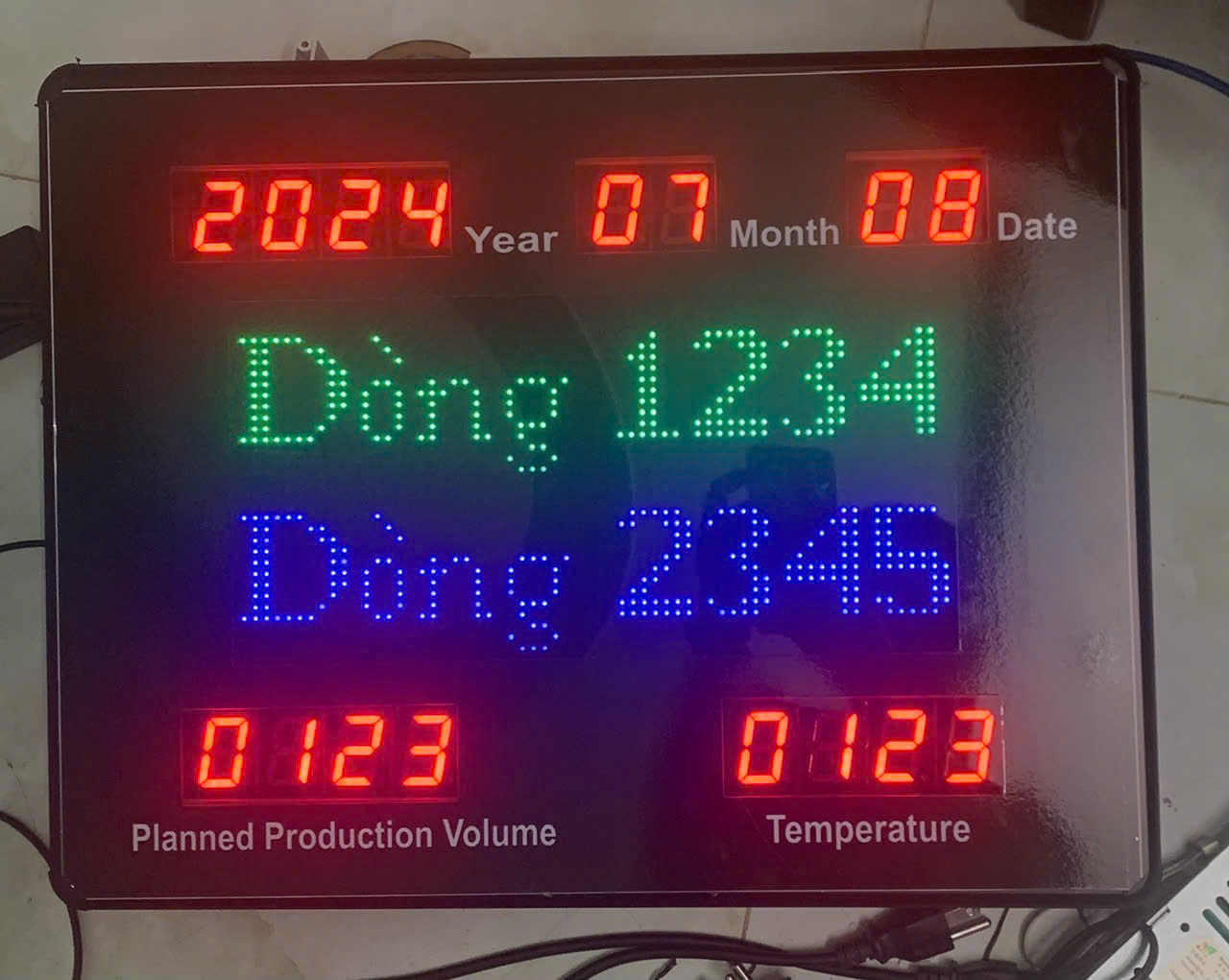 bang led hiển thị sản lượng sản xuất, thời gian,nhiệt độ