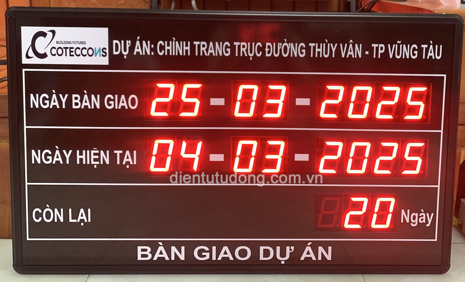 Bảng led đếm ngày còn lại bàn giao dự án