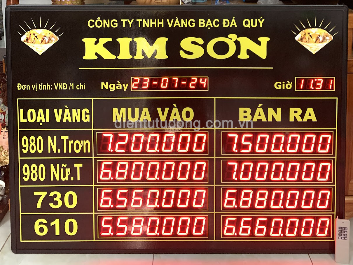 bảng led hiển thị thông tin tỷ giá vàng điện tử 