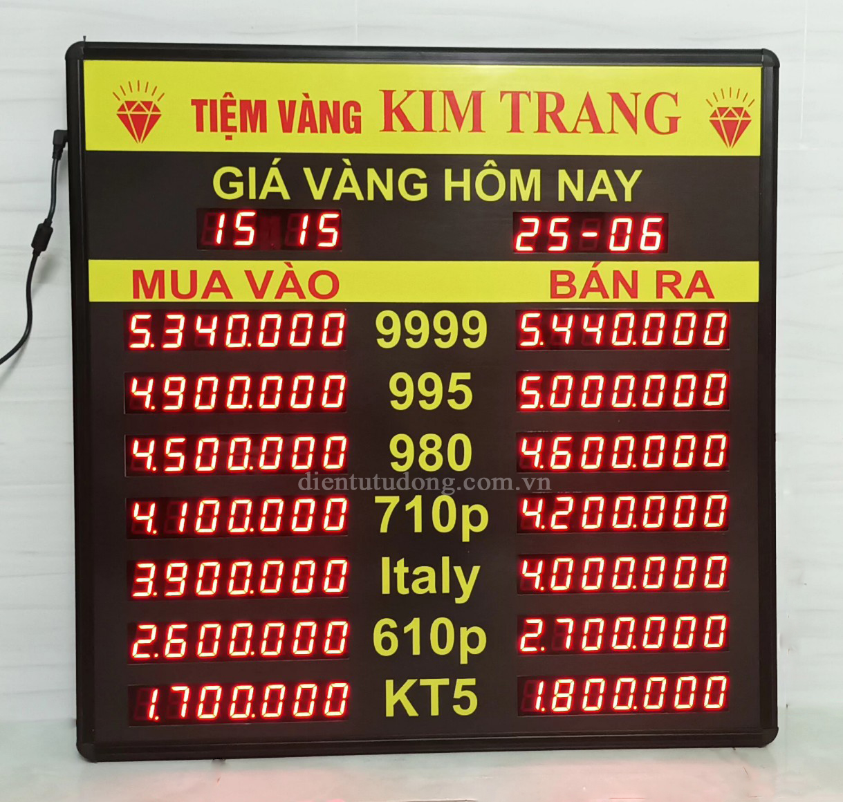 Bảng điện tử giá vang đẹp tại Bình Phước