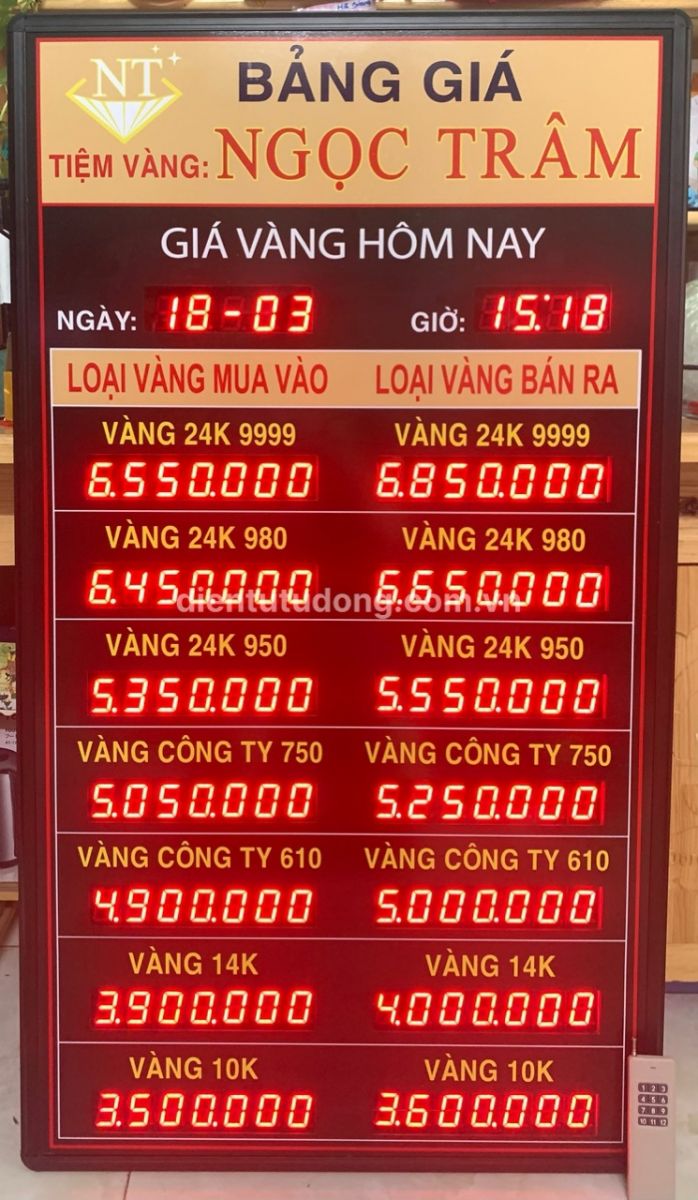 Làm bảng giá tiệm vàng tại Hồ Chí Minh