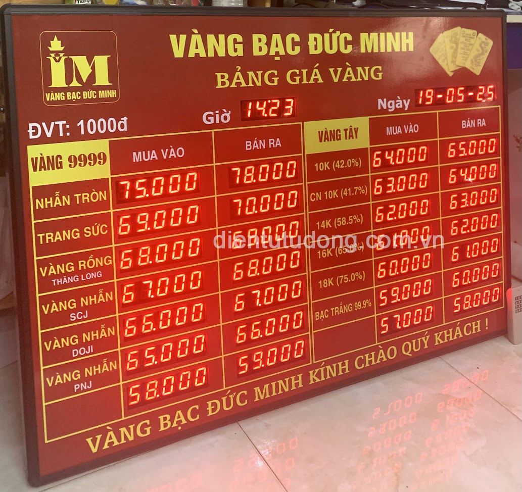 làm bảng giá vàng