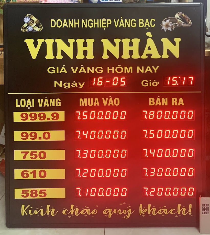 Bảng giá vàng tại TP Hải Phòng