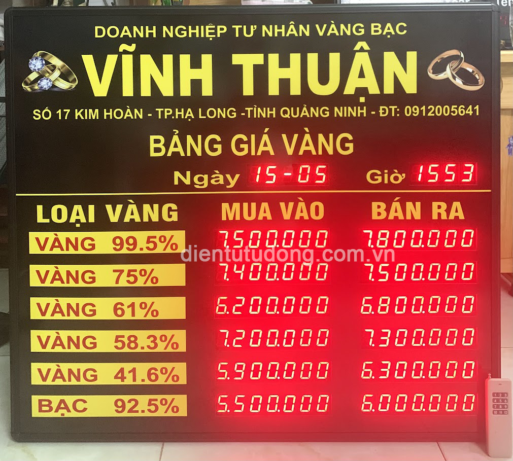 Bảng giá vàng tại Quảng Ninh