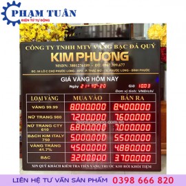 BẢNG GIÁ VÀNG ĐIỆN TỬ HÔM NAY 1330mm x 1250mm