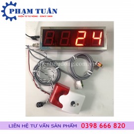 Bộ đếm sản phẩm 4 số - cảm biến quang- cài đặt đếm đủ số lượng báo chuông-reset 0