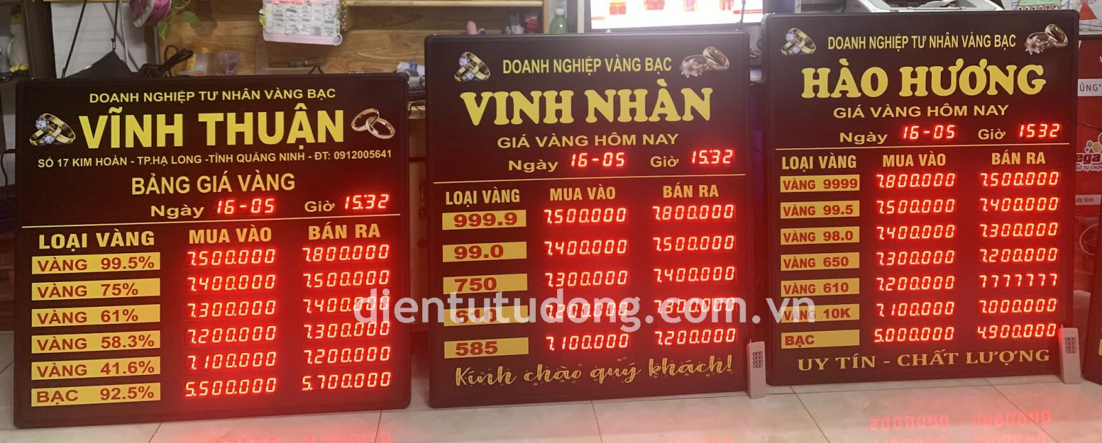 Làm bảng giá vàng đẹp